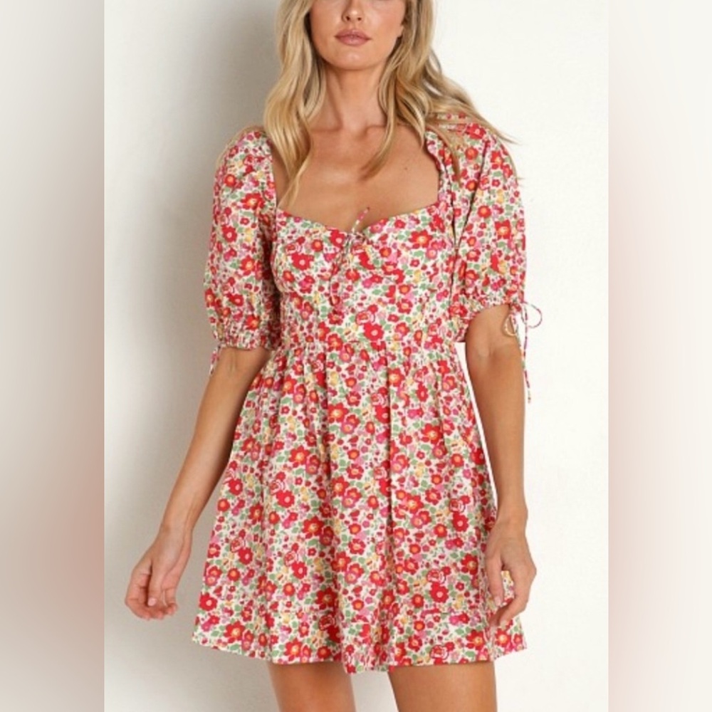 For Love and Lemons Auden puff sleeve floral dress